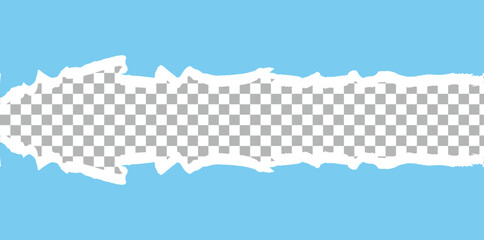 Wall Mural -  torn horizontal seamless paper stripes. Paper texture with damaged edge isolated on transparent background. Vector illustration