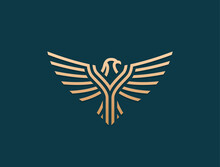 Flying Eagle Logo Design. Vector Illustration. Stylized Bird Logotype.
