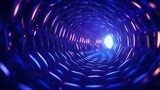 Fototapeta Do przedpokoju - Abstract blue high-tech futuristic tunnel made of magic lines and energy circles, Generative AI.