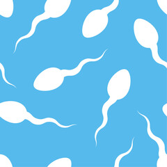 Wall Mural - Sperm seamless pattern isolated on sky blue background. Vector illustration.