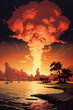 fire mushroom of nuclear explosion, atomic war and apocalypse concept