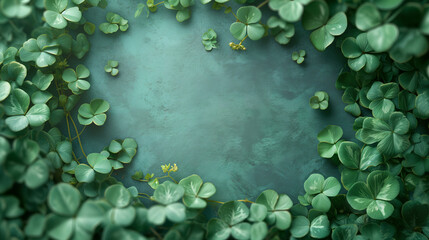 Wall Mural - Saint Patrick's Day Holiday Card, Greetings Card, Clover background. Ai Generated 