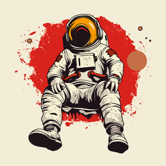 distressed of a cartoon laughing astronaut