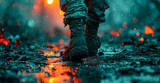 War, trench warfare, mud and slush - AI generated image