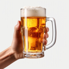 photography of a glass of beer isolated on a transparent background created with Generative Ai