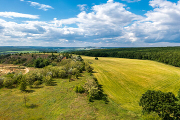 Poster - Aerial view from drone of beautiful green countryside and at summer