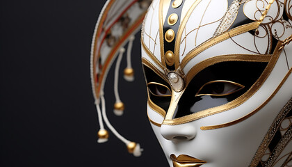 Wall Mural - Gold mask, elegance, beauty, shiny, luxury, costume, fashion generated by AI