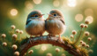 Zwei junge Vögel teilen einen Moment im Grünen