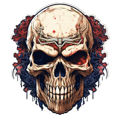 Poster - Skull t shirt sticker logo, military skull, weapons, dark art, Hight detailed