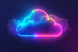 A cloud neon with blue, purple and yellow outline premium vector and png, in the style of nostalgic, lightbox