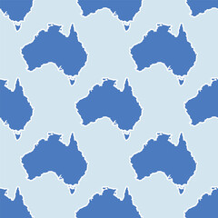 Canvas Print - Seamless blue pattern of blue maps of Australia