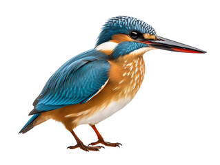 Wall Mural - the graceful kingfisher (alcedo atthis), isolated on a transparent or white background