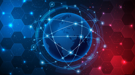 Aufkleber - Global connection network background. World map. High-speed internet technology concept or fast wireless data transmission. modern internet network connection technology background	