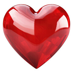 3D Red Stone Heart-Shaped Diamond on White or Transparent Background