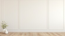 Empty White Wall With Vase And Plant In Vase. AI Generated