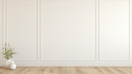 Aufkleber - Empty white wall with vase and plant in vase. AI generated