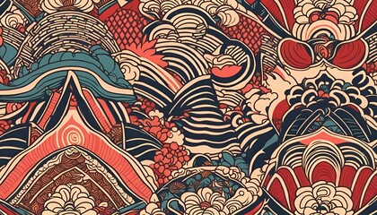 traditional thai painting , Ethnic seamless pattern 