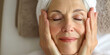 © Valeriia - Senior happy calm old lady woman in spa salon bathrobe and towel relaxing after taking massage treatment with her eyes closed. Beauty treatment procedures concept. Body skin and hair care