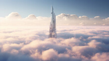 Futuristic Skyscraper Piercing The Clouds 