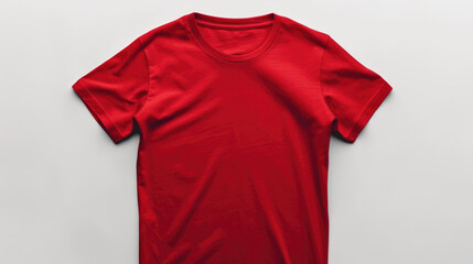 Wall Mural - Red tshirt with a blank front view, mockup, white background.