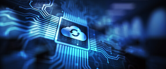 Wall Mural - cloud technology computing and data storage concept on virtual screen.