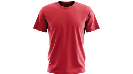 Wall Mural - Red tshirt with a blank front view, mockup, white background.