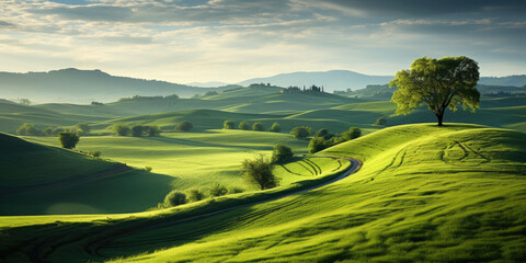 Iatalian landscapes of green hills