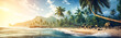 Tropical bliss on a paradise islands palm fringed beach.