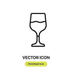 Aufkleber - Wine Glass icon vector. Linear-style sign for mobile concept and web design. Wine Glass symbol illustration. Pixel vector graphics - Vector.	