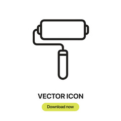 Leinwandbilder - Paint Roller icon vector. Linear-style sign for mobile concept and web design. Paint Roller symbol illustration. Pixel vector graphics - Vector.	