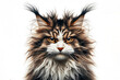 © Igor - Crazy Angry disgruntled Maine Coon cat Isolated on white background. ai generative