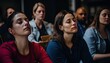 © Anna - A diverse group of women sitting next to each other, engaged in participating in a stress management