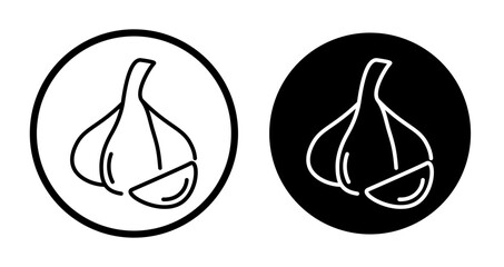 Garlic icon set. Tasty Garlic vector symbol in a black filled and outlined style.