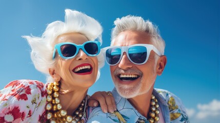 Happy retired couple on vacation