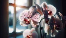 Orchid Flower Var. Polka Dots Near Window 