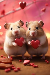 Sticker - two  hamster in a heart