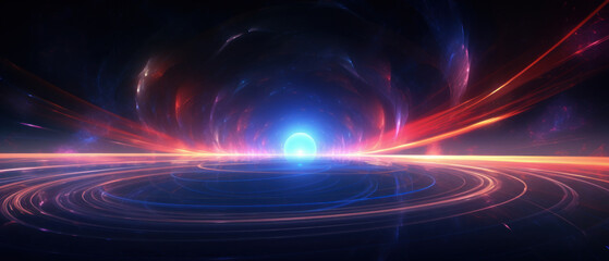 Wall Mural - 3d illustration of a nebula in the universe, showcasing a vibrant blue and black cosmic background.