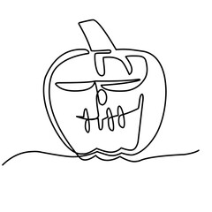 Wall Mural - halloween pumpkin continuous line art