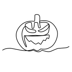 Wall Mural - halloween pumpkin continuous line art