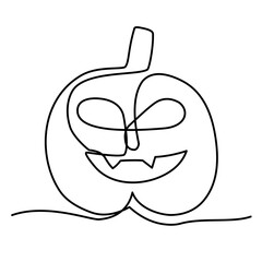 Wall Mural - halloween pumpkin continuous line art