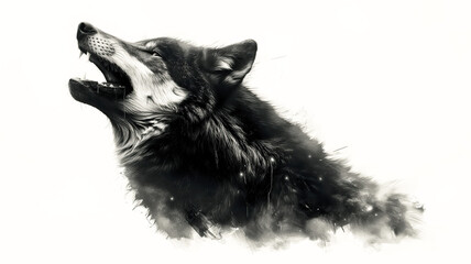 Wall Mural - howling wolf isolated on transparent background. png.