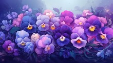 Floral Background With Pansy Flowers In Pastel Colors