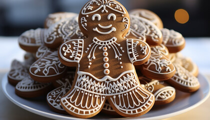 Sticker - Homemade gingerbread men bring winter cheer and joy generated by AI