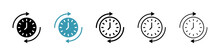 Date Adjustment Vector Icon Set. Clock Alteration And Time Renewal Vector Symbol For UI Design.