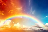 Fototapeta Tęcza - Awe-Inspiring Spectrum. Beautiful Rainbow in the sky. Generative ai