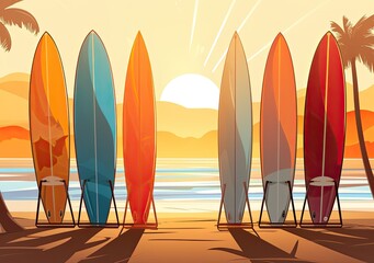 Beach summer vacation vector illustration backgroun