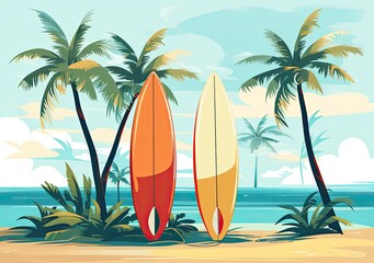 Beach summer vacation vector illustration backgroun