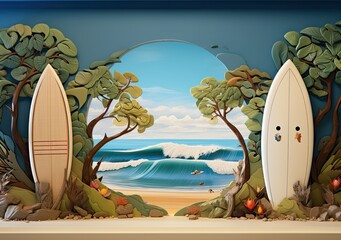 Beach summer vacation vector illustration backgroun