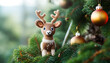 Winter celebration, cute animal decorates Christmas tree generated by AI
