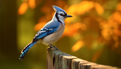 Canvas Print - A colorful bird perches on a branch, observing its surroundings generated by AI